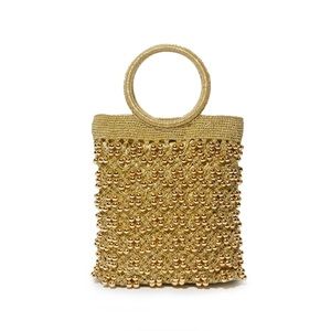 Lele Sadoughi Gold Metallic Woven Mini Tote